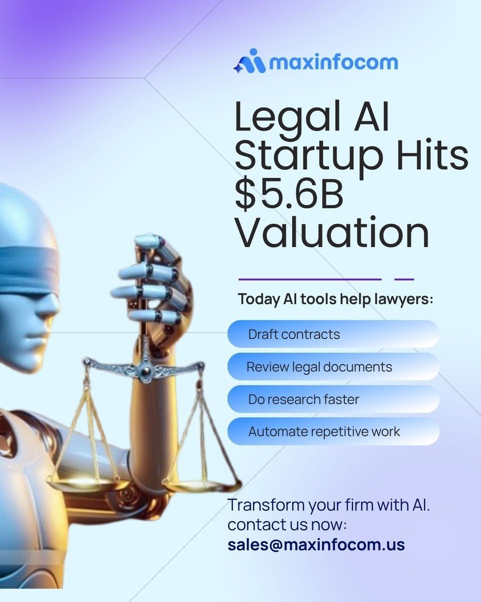 maxinfocom's tweet photo. AI is no longer just assisting lawyers—it’s transforming how legal work gets done. 
.
.
#LegalTech #AIinLegal #LegalAI #maxinfocom https://t.co/Iu3UdYAVKi