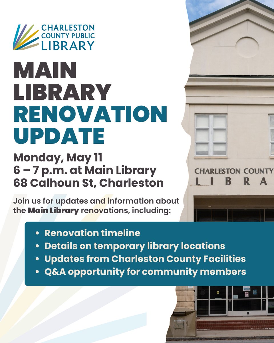 ChasCoLibrary's tweet photo. CLOSURE NOTICE: Main Library will close for renovation beginning August 1. A temporary location will continue core services during the closure. Renovation work is expected to take approximately 18 months. 

🔗 Learn More: https://t.co/83mc7xT68Z https://t.co/amoqLvqSuY