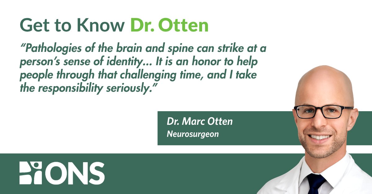 ONSMD's tweet photo. Get to know Dr. Marc Otten, neurosurgeon at ONS, and learn about his patient-centered approach to care, the trends shaping the field of neurosurgery, and more: https://t.co/c9fyEYNfAr. https://t.co/Ceattx6ZDj