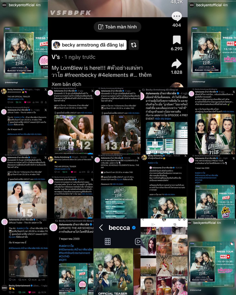 zangsharon903's tweet photo. #FreenBecky 

To the shippers who keep criticizing Bec for “not caring about 4E” or “not promoting The Air,” have you ever stopped and questioned your own judgment for once?

Becky is an actress, and she takes every project she works on seriously. This project has dragged on for so long that all I can do at this point is list the ways she has been promoting it lately.

First, Becky mentioned 4E in both interviews at two different events. At the L’Oréal event, she even directly encouraged people to support it while the event was happening. She also talked about The Air during her Space.

Second, she constantly retweets, posts tweets, and interacts with the series across every platform, from X to Instagram to TikTok, using both her personal and company accounts. If that still does not count as promotion, then what exactly does?

According to your logic, once a couple series starts airing, the artist is supposed to put aside every personal job, including brand bookings arranged long before, just to provide endless content for shippers. That is what you call properly promoting a project, right?
Well then, sorry, but Becky cannot do that =))

Sorry that Becky is busy. Sorry that she has too many jobs. But whether they are couple related or individual jobs, they are all still her work. And she has fulfilled all of her responsibilities in every role she has taken on, so she is absolutely not at fault here.

You can keep screaming all you want. Becky has continued to do the right thing and remain respectful from beginning to now, which is why both Bec and her fans can keep moving forward with their heads held high. If some people are so selfish that they only want an artist to exist for their own emotional satisfaction, then feel free to leave the fandom.