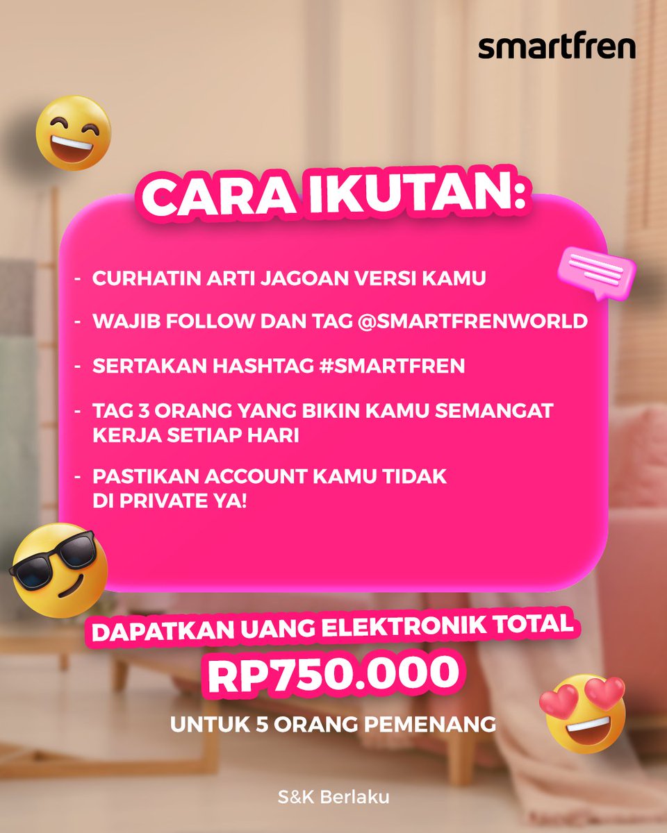 Definisi jagoan nggak harus punya kekuatan super, mending curhatin aja arti "Jagoan" versi kamu di kolom komentar. Bisa dapet hadiah menarik lho dari SMARTFREN!

Ditunggu sampai tanggal 13 Mei 2026 ya, jadi jangan sampai ketinggalan! ✨🙌

#SMARTFREN