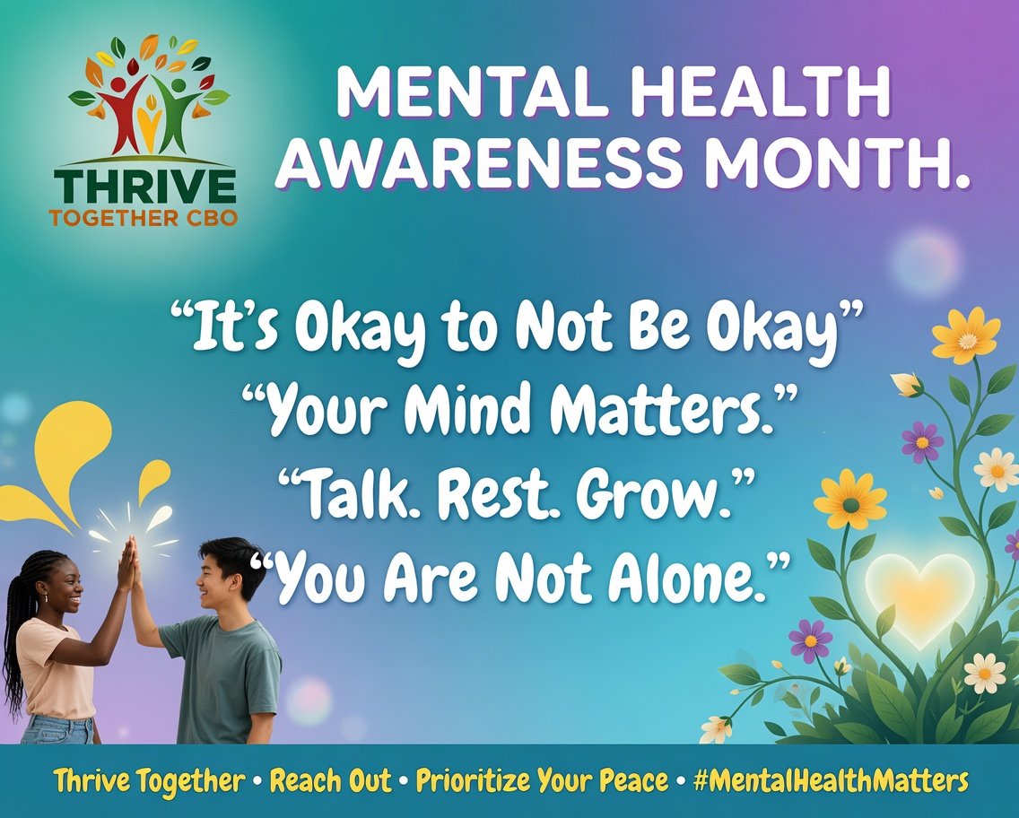 ThriveTogetherF's tweet photo. This mental health awareness month,Check in on yourself,Check in on someone else. 💬
#MentalHealthAwareness #thrivetogether #mentalhealthawarenessmonth https://t.co/weFzMp03cd