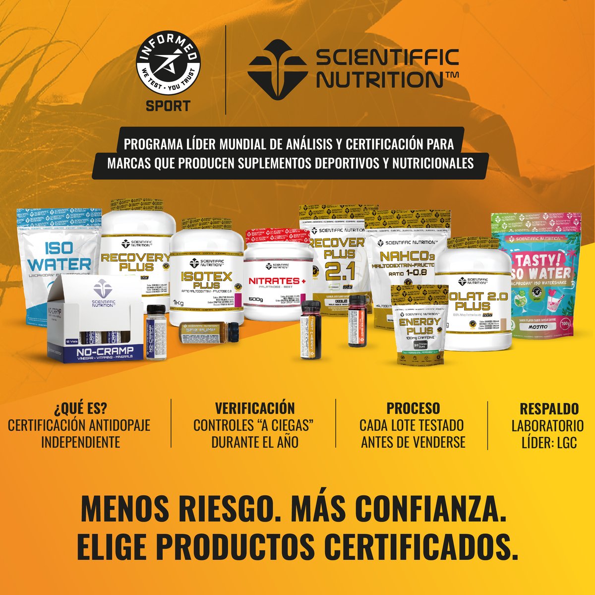 Scientiffic_'s tweet photo. 🏅 En  #ScientifficNutrition contamos con una amplia gama de productos con sello #InformedSport.

Cada lote certificado ha sido testado frente a sustancias prohibidas. Más control, más confianza y más seguridad para competir y entrenar en serio.

#FocusOnYourGoals https://t.co/mpNEKvDMZe