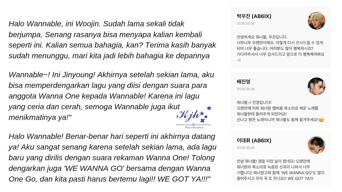 hwanir527's tweet photo. WANNA ONE - WE WANNA GO
(Artist Messages ) https://t.co/WEMtlK3C1h