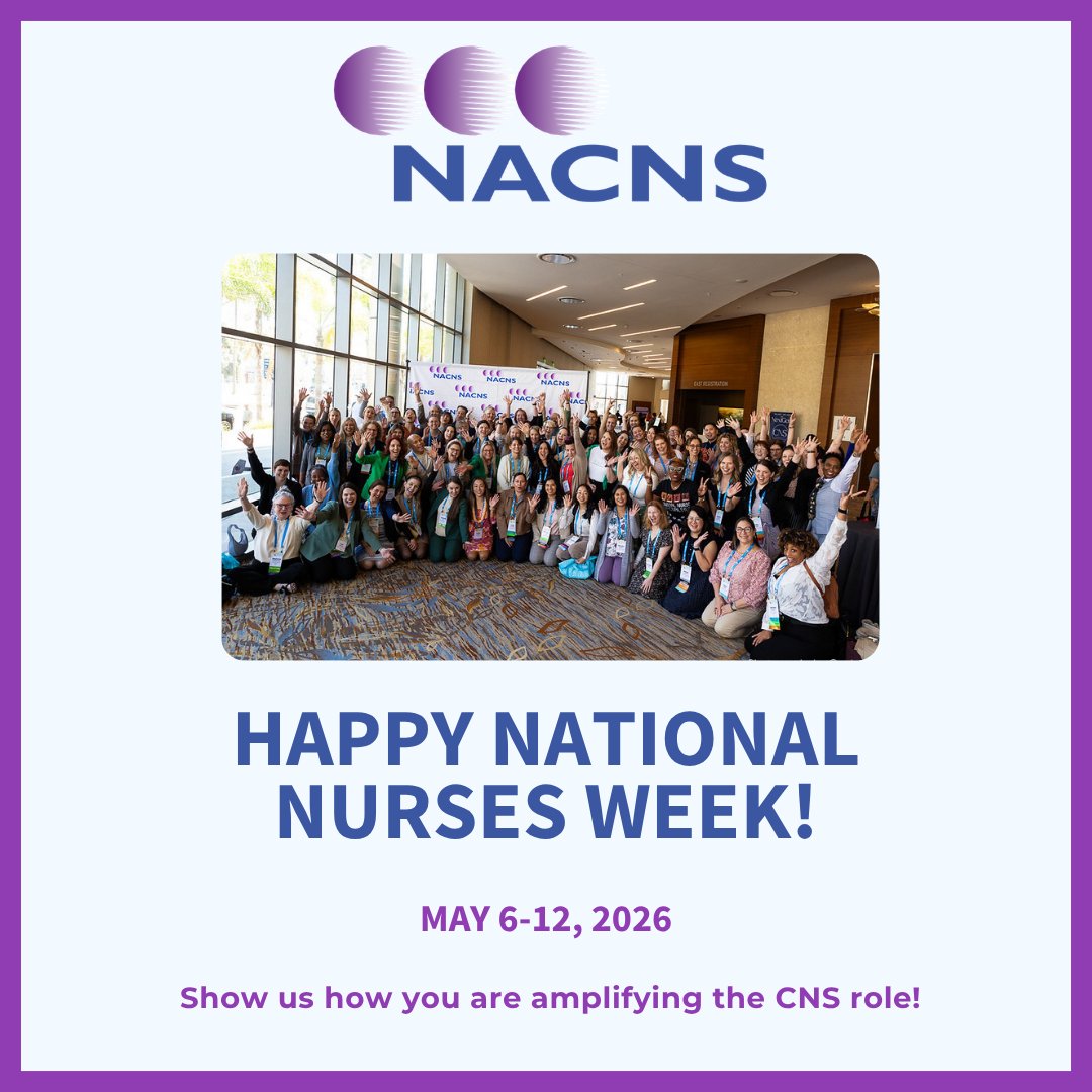 NACNS's tweet photo. Celebrate the power behind patient care this National Nurses Week! 

NACNS is proud to amplify the role of Clinical Nurse Specialists—leaders who drive innovation, improve outcomes, and elevate nursing practice across complex care environments.

#NationalNursesWeek #CNS https://t.co/btexiw3fGf