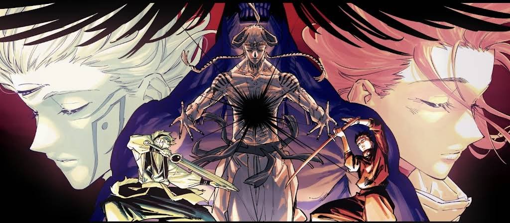 Keneshii's tweet photo. #jjkmodulo #jjk #jjkmoduloillustration #tsurugiokkotsu #yukaokkotsu #mahito #dabura #mahoraga #yujiiwasaki #jjkillustration https://t.co/UkpkwKaQB2
