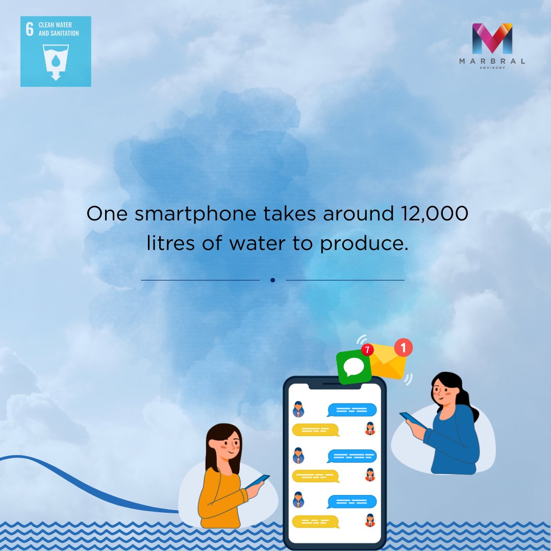MarbralAdvisory's tweet photo. Marbral Advisory’s Save Water Campaign💧 

Producing a single smartphone can require up to 12,000 litres of water - from mining materials to processing components. 

At Marbral Advisory, we’re committed to helping organisations and individuals make more sustainable choices. https://t.co/gzOF4h6Rg9