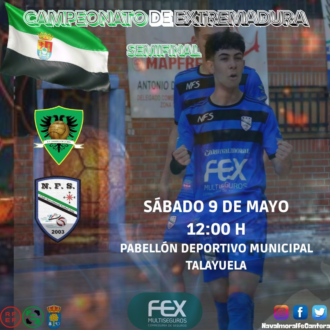 NavalmoralFS's tweet photo. Nuestra CANTERA busca 3 finales…

Este fin de semana tienes 3 citas muy importantes ⬇️

Vie. 19:00 / Infantil A (En Navalmoral)
Vie. 21:00 / Juvenil A (En Navalmoral)
Sáb. 12:00 / Cadete A (En Talayuela)

3 partidos y 3 finales en juego, nuestra base llega al momento clave… https://t.co/Ktd7p77u2o
