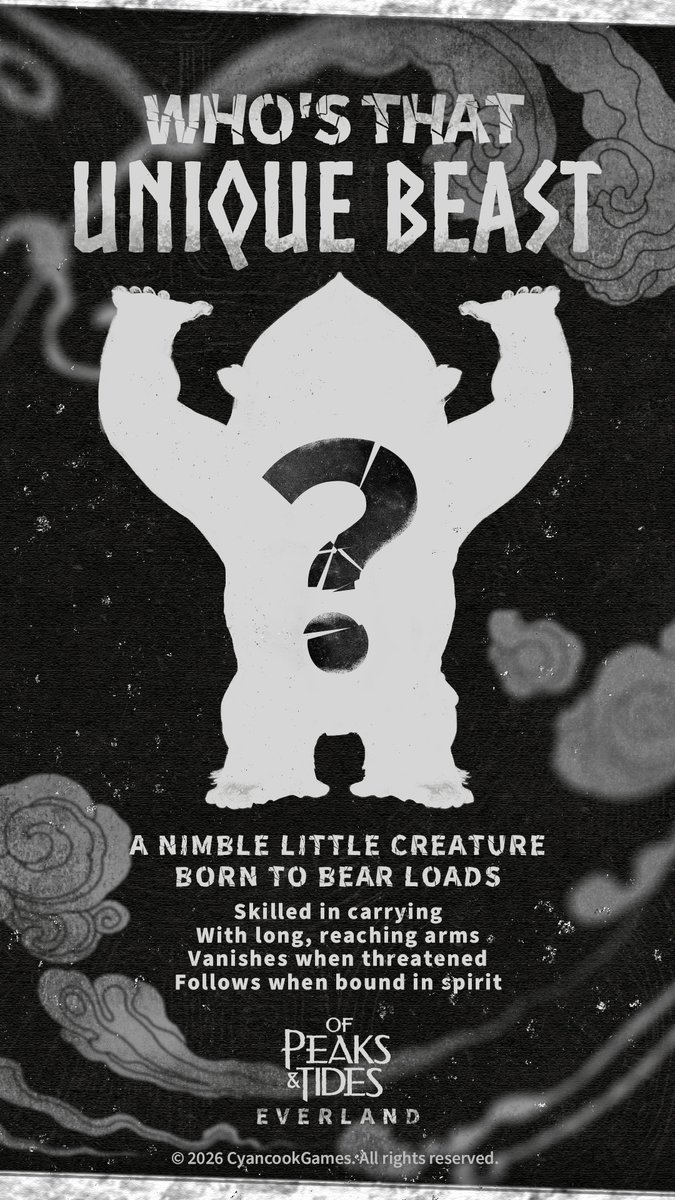 CyancookGames's tweet photo. A nimble little creature born to bear loads
Skilled in carrying
With long, reaching arms
Vanishes when threatened
Follows when bound in spirit

With these clues, let your imagination run wild and show us your creations! Little Spirit will reveal the answer this Friday.🤪🤪🤪 https://t.co/X9WyhWPXtE