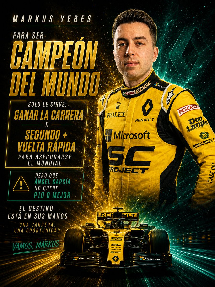 SimProjectX's tweet photo. 🏆 ¿QUÉ NECESITA @Markus2860 PARA SER CAMPEÓN? 🏆

Para mantener viva la esperanza solo le sirve:
👉 Ganar la carrera
👉 O ser 2º + vuelta rápida

Pero ojo 👀

⚠️ @Sparkzx7 NO debe quedar P10 o mejor.

Combinaciones al límite en Brasil.

Todo o nada. 🔥🏁

#SimProjectX https://t.co/K0P0A7x6L9