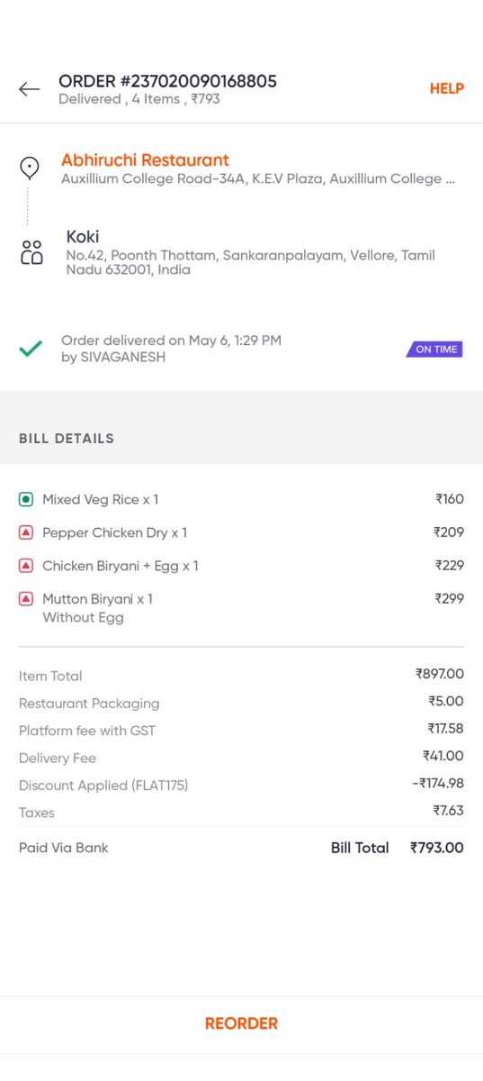 _Pradeep07__'s tweet photo. Ordered via @Swiggy from Abhiruchi Restaurant (Order #237020090168805, ₹793).
Found a rope-like material in Chicken Biryani.

 This is a serious food safety issue. Have photo proof.

Expect immediate action.

#FoodSafety #ConsumerRights #HygieneMatters #UnsafeFood #Swiggy https://t.co/6Mc1EQNQoM