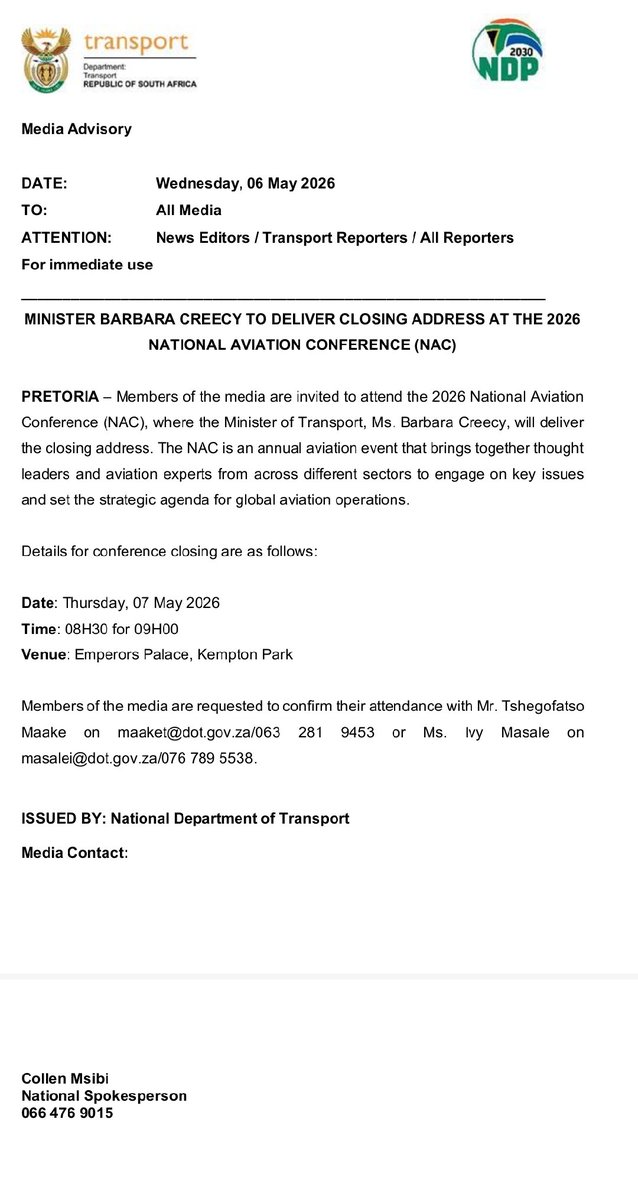 Department of Transport tweet media
