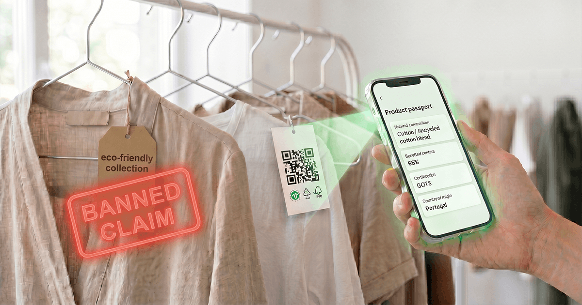 fluxy_one's tweet photo. Your "eco-friendly" packaging becomes illegal on Sept 27, 2026. The EU's ECGT bans vague green claims without strict, verifiable data. Fines hit up to 4% of turnover. Is your product data ready?  The next link to full article 👇
 #DPP #EUCompliance #FluxyOne https://t.co/6SSkjp0vSM