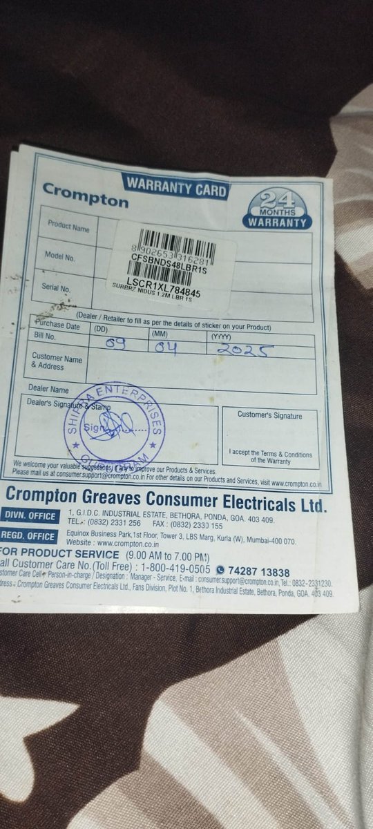 Sakib7310's tweet photo. @Crompton_India Complaint ID: CFR26050101234

Technician did only temporary repair. Same issue returned within 1 hour. Now calls are unanswered and complaint is being closed repeatedly without resolution or confirmation.

Please arrange proper service urgently.
#Crompton https://t.co/xPmDiDTUlf