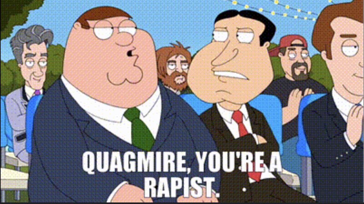 Zabuxa2's tweet photo. @GuyDecidue51287 For that one person who thinks Quagmire isn’t, it was stated in the show with the joke being ‘why does Cleveland get his own show but I can’t’ https://t.co/OpRT2RJv9f
