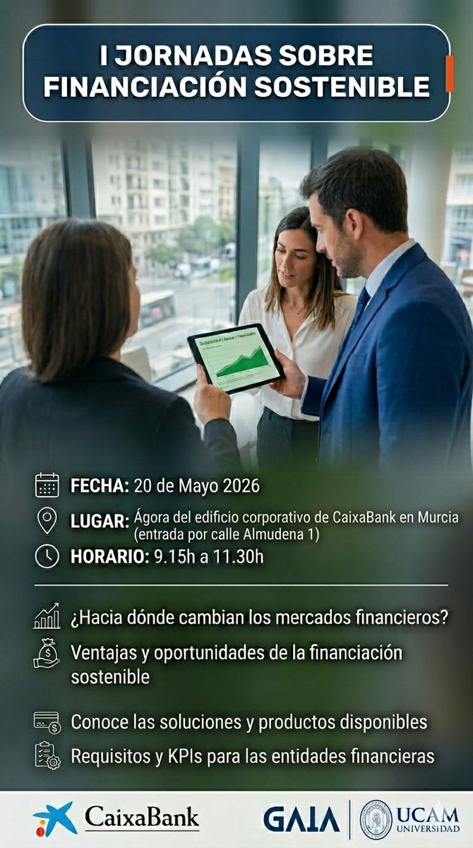 UCAMCatedraRSC's tweet photo. ⚠️ ¡Aforo muy limitado! 
Si quieres asegurar tu plaza, escribe ya a: 
📧 ucamgaia@gmail.com

#ESG #FinanzasSostenibles #CFO #RegiondeMurcia #UCAM #GAIAUCAM https://t.co/9bEhlaRBGZ