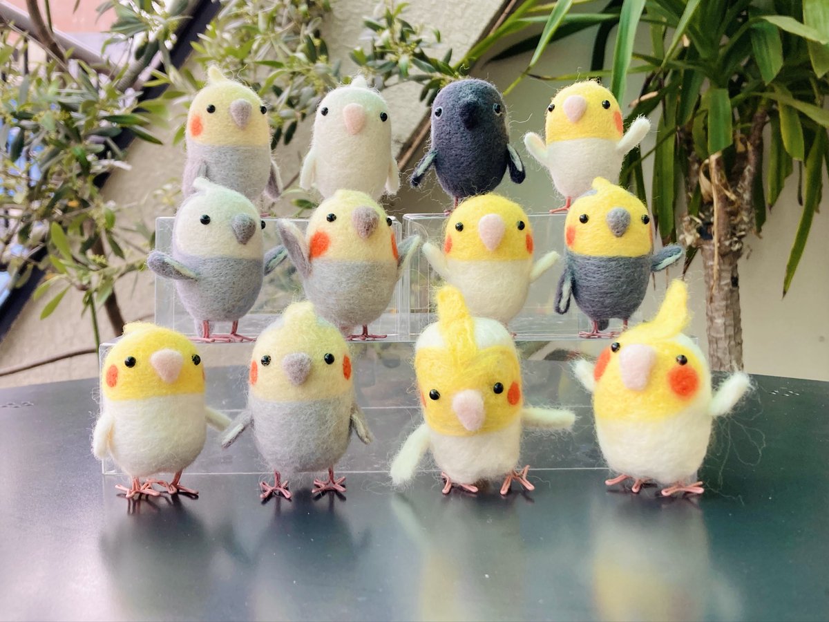 羊毛フェルト 公園のオカメインコちゃん 本日、羊毛フェルトワークショップ「卵型オカメインコ」を開催しました