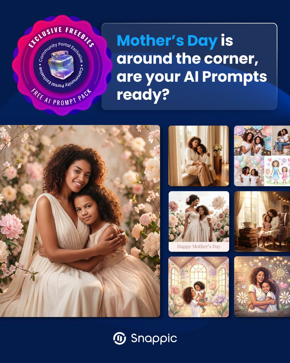Mother’s Day events deserve more than ordinary photos. If moments aren’t worth keeping &amp; sharing, the magic’s missing. Snappic’s AI Prompts elevate every shot:

Soft, elegant styling
Seasonal, recognizable visuals
Personal, share-worthy content

Try free: snappic.com/free-trial