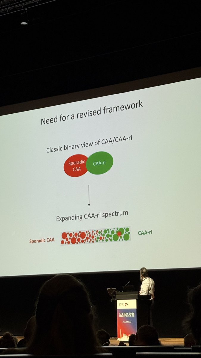 iCAAassociation's tweet photo. 🚨🧠 happening now: exciting session on CAA on the intersection between stroke, neurodegeneration x neuroinflammation covering a large spectrum of CAA from ICH to degeneration, neuroinflammation, iatrogenic forms and back! Thought provoking session. #ESOC2026 https://t.co/atB2CUruYl