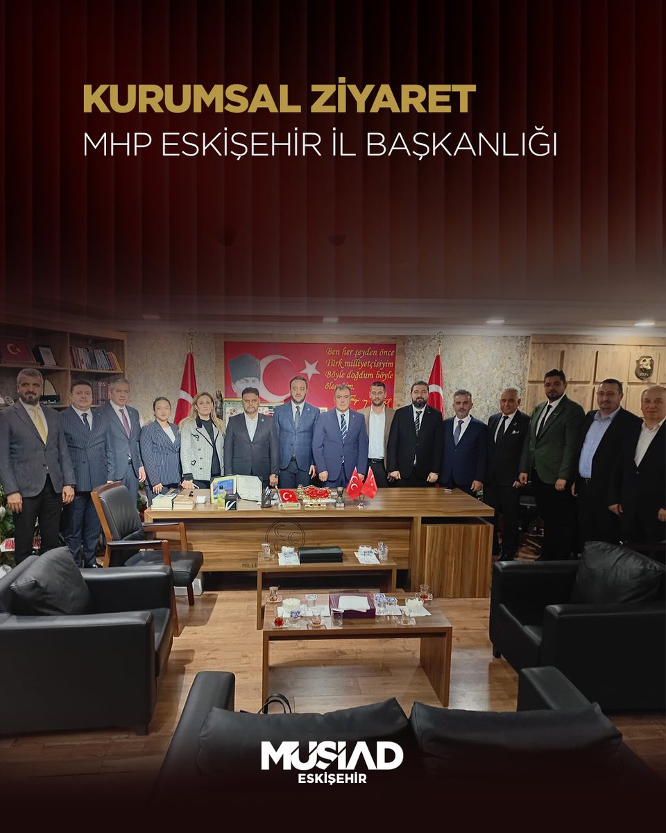 EskisehirMusiad's tweet photo. MÜSİAD Eskişehir Şubesi olarak, Milliyetçi Hareket Partisi Eskişehir İl Başkanı Ayhan Sezer’i ziyaret ederek hayırlı olsun dileklerimizi ilettik.

Şehrimizin gelişimi adına ortak akıl ve iş birliğiyle güzel çalışmalara imza atacağımıza inanıyoruz.

Ayhan Bey’e görevinde muvaffakiyetler diliyoruz.