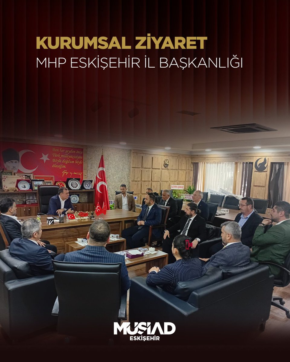EskisehirMusiad's tweet photo. MÜSİAD Eskişehir Şubesi olarak, Milliyetçi Hareket Partisi Eskişehir İl Başkanı Ayhan Sezer’i ziyaret ederek hayırlı olsun dileklerimizi ilettik.

Şehrimizin gelişimi adına ortak akıl ve iş birliğiyle güzel çalışmalara imza atacağımıza inanıyoruz.

Ayhan Bey’e görevinde muvaffakiyetler diliyoruz.