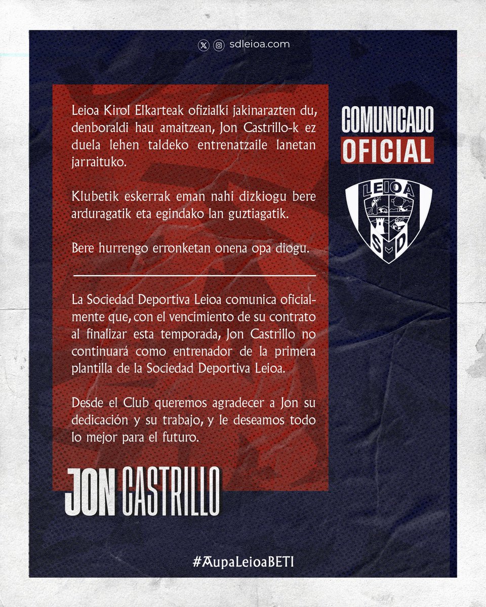 SDLEIOAoficial's tweet photo. 📝 𝗖𝗢𝗠𝗨𝗡𝗜𝗖𝗔𝗗𝗢 𝗢𝗙𝗜𝗖𝗜𝗔𝗟: Jon Castrillo 

#AupaLeioaBETI 💙❤️ https://t.co/tBFiqvEMUC