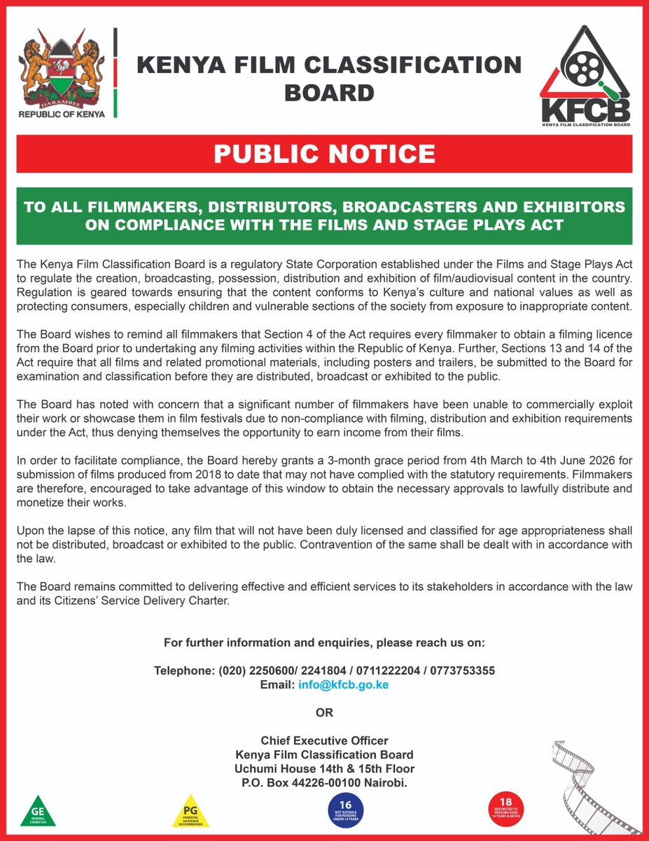 Kenya Film Classification Board tweet media