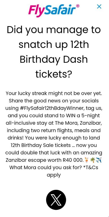 UPfront_H's tweet photo. Lets go!! heres to turning 12, whoop whoop @FlySafair @reltinrooy @kaydeerooy @rooystin...we got the tickets waited long but its done!!! Zanzibar next 🎉🎉🎉🇿🇦🇿🇦🇿🇦 ✈️ ✈️ ✈️ ✈️ #FlySafair12thbdaywinner https://t.co/2gO9TI9uda