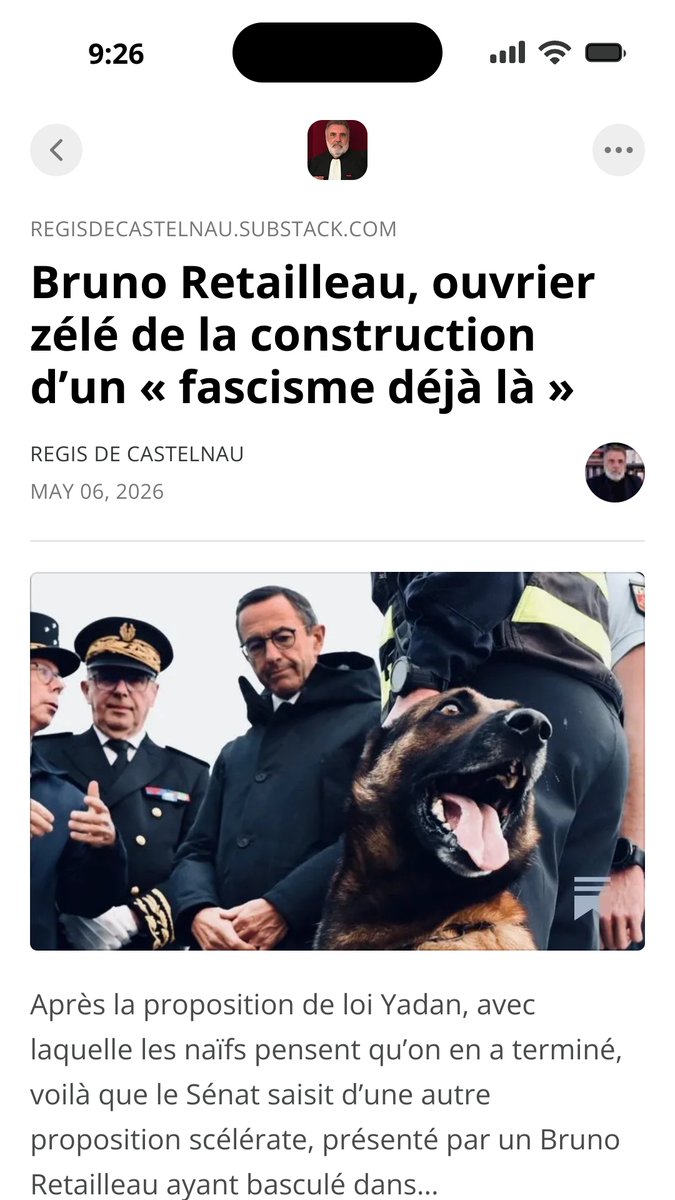 Après la proposition de loi Yadan, avec laquelle les naïfs pensent qu’on en a terminé, voilà que le Sénat saisit d’une autre proposition scélérate, présenté par un Bruno Retailleau ayant basculé dans toute une série d’obsessions liberticides, vient de voter un texte absolument