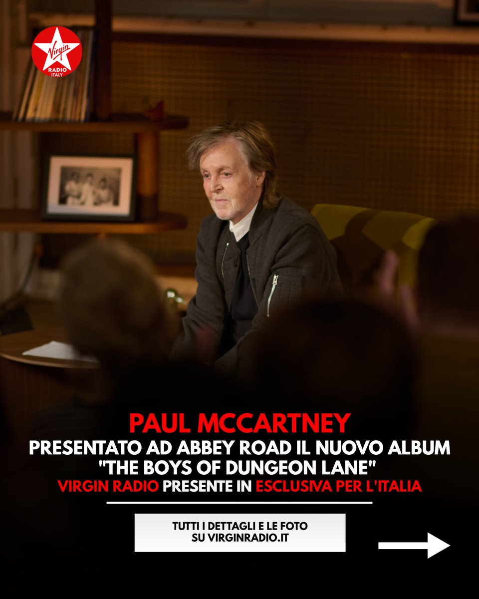 VirginRadioIT's tweet photo. .@PaulMcCartney ha presentato ad @AbbeyRoad il nuovo album The Boys of Dungeon Lane. #VirginRadio presente in ESCLUSIVA PER L’ITALIA con @Alteria_Ste  🔴  Tutti i dettagli e le foto: https://t.co/54NdLTnapI

📸 Mary McCartney

#PaulMcCartney #TheBoysofDungeonLane @UMusicItalia https://t.co/oJHacW9ZiW