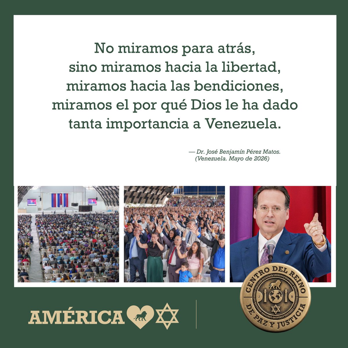CRPazYJusticia's tweet photo. 📍Venezuela | Mayo de 2026 🇻🇪🇮🇱

"No miramos para atrás, sino miramos hacia la libertad, miramos hacia las bendiciones, miramos el por qué Dios le ha dado tanta importancia a Venezuela".

Dr. José Benjamín Pérez Matos

@MariaCorinaYA @EdmundoGU

#Venezuela #VenezuelaLibre #Libertad