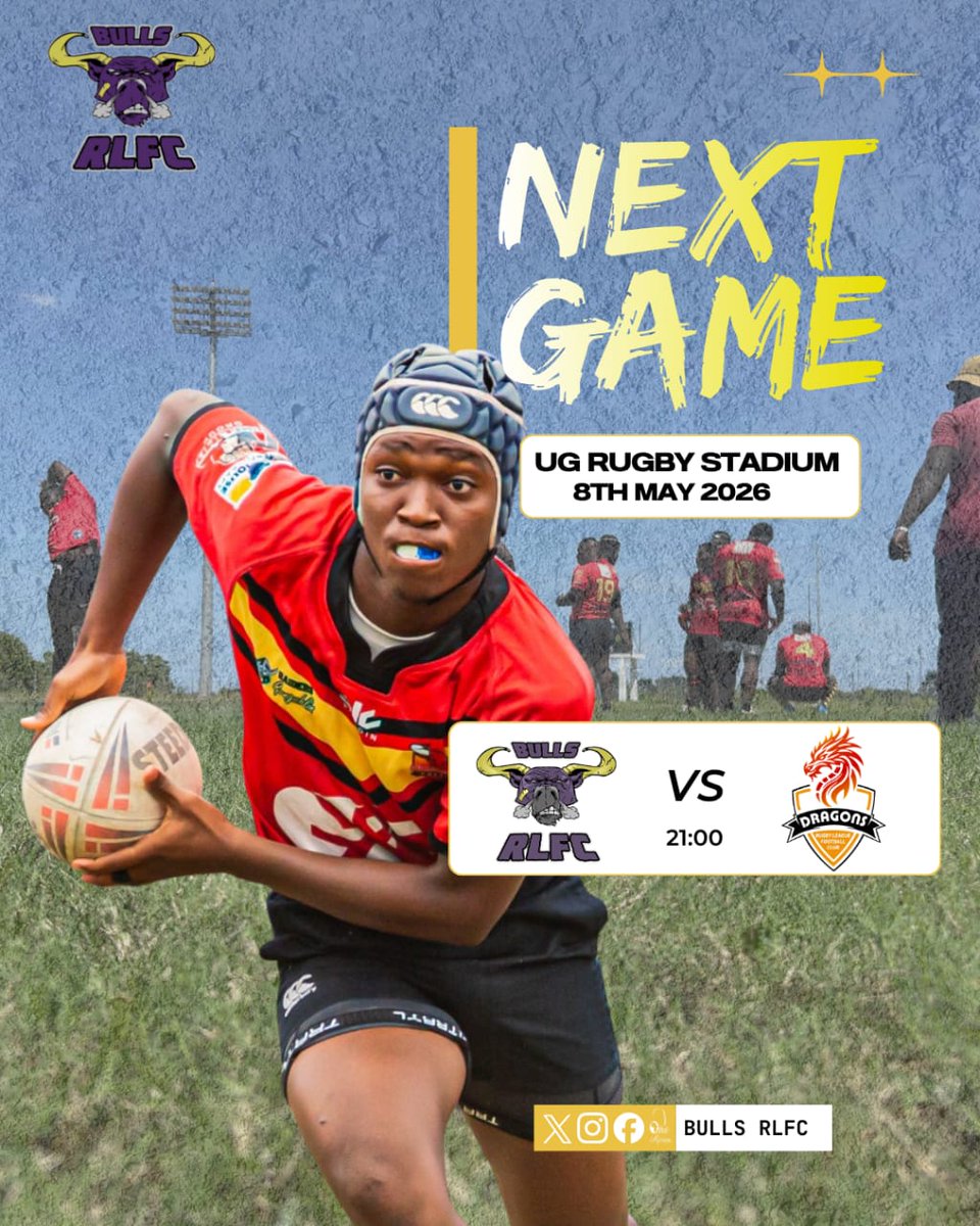 Original_Bulls's tweet photo. Friday Night Footy under the lights 🌙🏉

Bulls vs Dragons
📅 8 May 2026
⏰ 9PM
📍 UG Rugby Stadium

We step in with focus, respect, and the hunger to keep building.

See you under the lights.

#BullsRLFC #StillRampaging #fridaynightfooty #13sMensChampionship #ThisIsRugbyLeague https://t.co/f0Z4GYqTeL