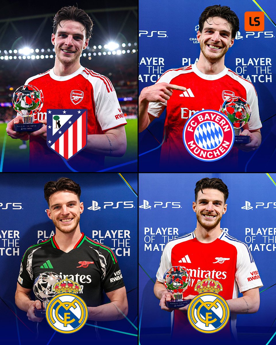 Declan Rice has won Man of the Match awards against some of Europe’s greatest clubs 😍

A proper big game player 🔥👏