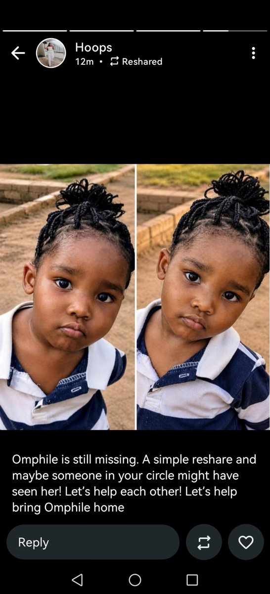 Baby Omphile is still missing please retweet until she's found🙏🙏