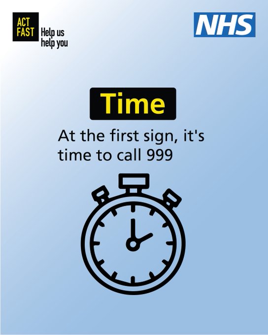 HealthSsp's tweet photo. The first sign of a stroke might not seem like much - struggling to smile, being unable to lift an arm, or slurred speech. Any sign of a stroke is always an emergency. Face or arm or speech - at the first sign, it's time to call 999. #StrokeAwarenessMonth
https://t.co/9Yheho9hog https://t.co/BbFyqwYnia