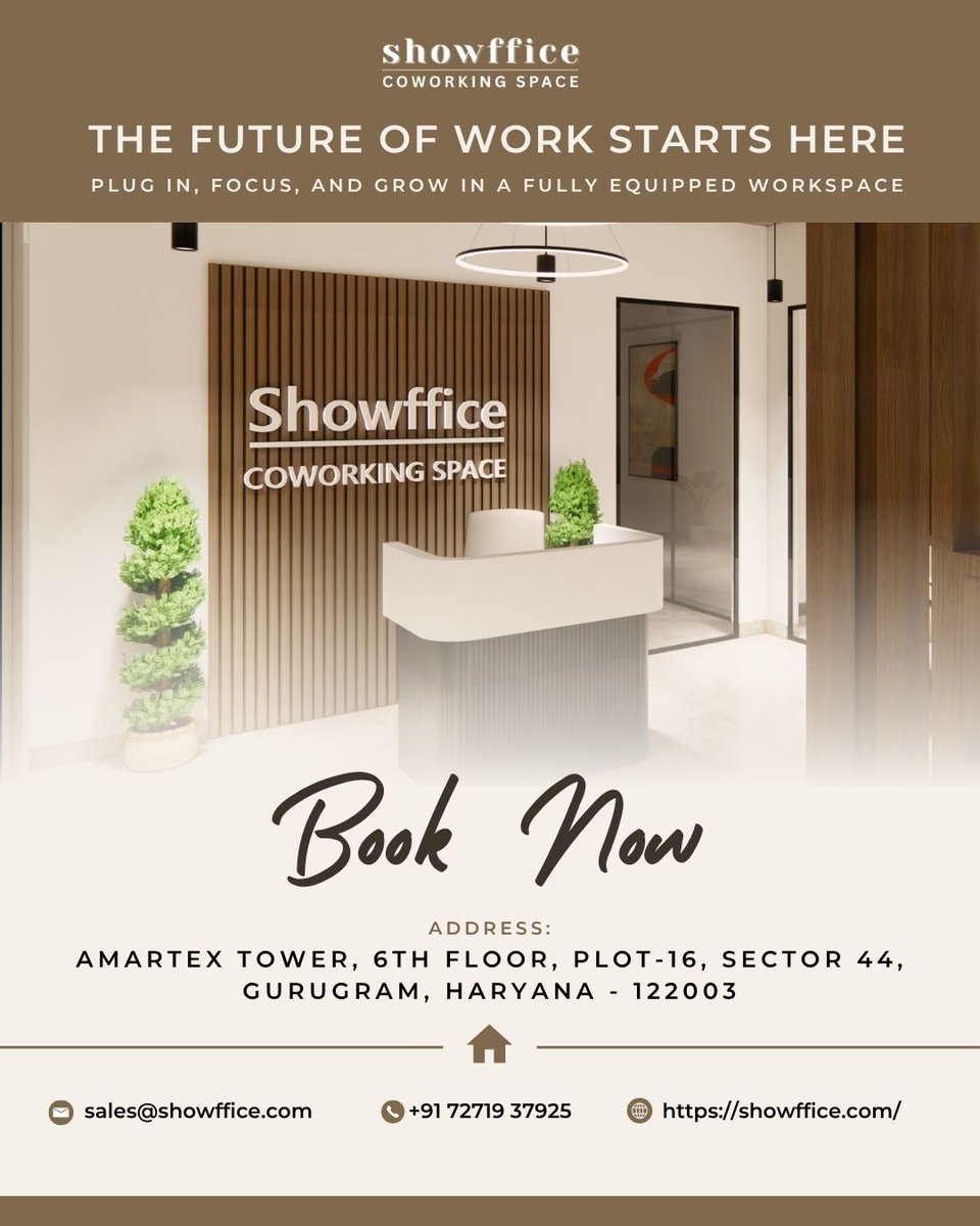 showffice's tweet photo. The future of work starts here.

Work from a fully equipped, premium coworking space in Gurugram. 

Visit Us: https://t.co/ysuufA29hV
Email us: sales@showffice.com
Call us: +91 72719 37925

#CoworkingSpace #Gurugram #OfficeSpace #StartupIndia #FutureOfWork https://t.co/CifaeKGrxq