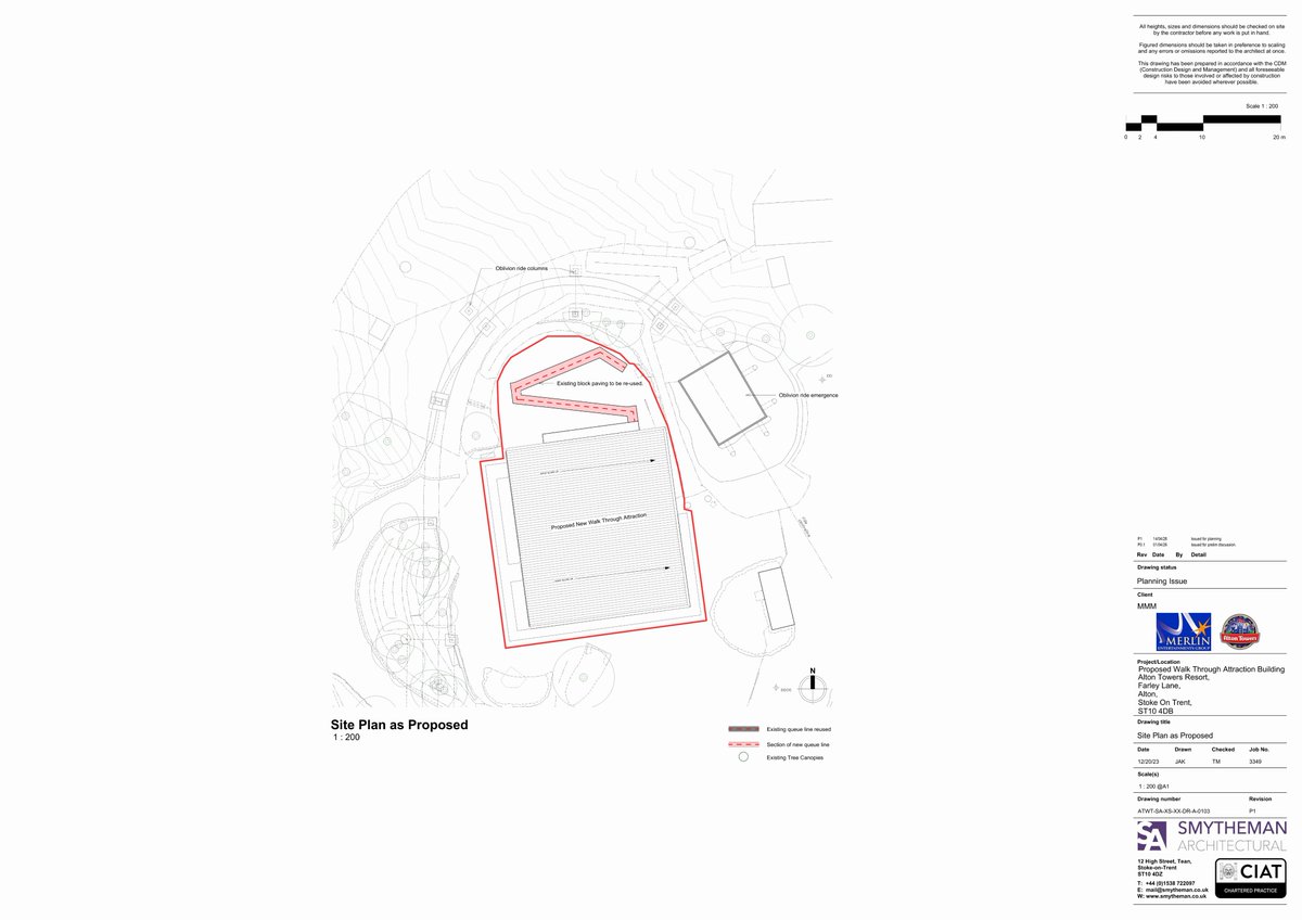 TowersTimes's tweet photo. Plans have been published for the proposed “walk through attraction building” at Alton Towers. Located in X Sector, on the former sites of Submission &amp; Enterprise, the building will have "industrial-themed finishes" - could it be used for a new Scarefest attraction? https://t.co/rTUI8SUGmV