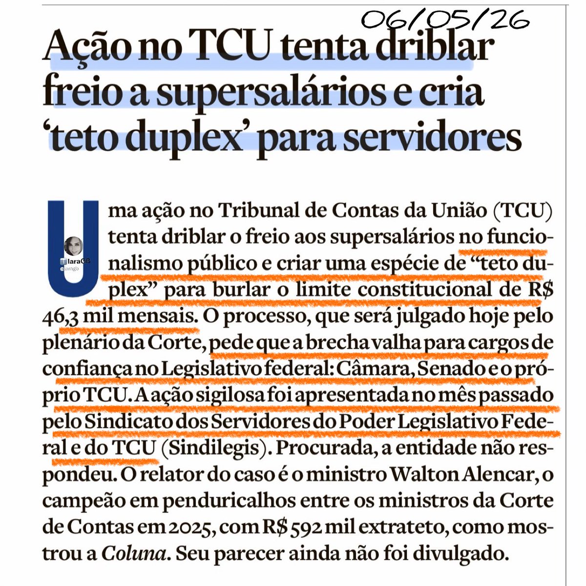Enquanto a população tem o maior endividamento dos últimos 15 anos, o funcionalismo público atua em sigilo para burlar o teto salarial de 46,3 mil mensais.

Alguém consegue enxergar uma saída para baixar os juros com uma máquina pública dessas⁉️