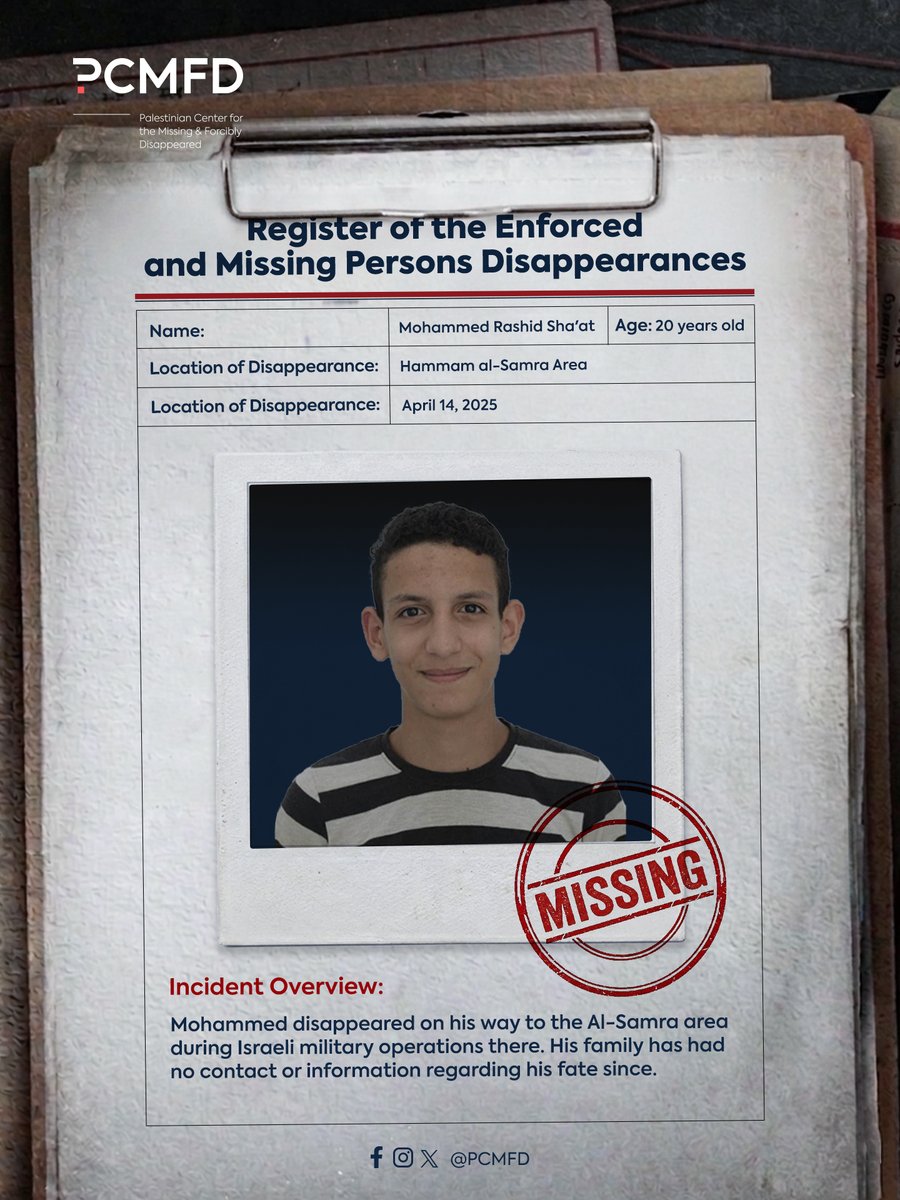 Palestinian Center for the Missing (PCMFD) tweet media