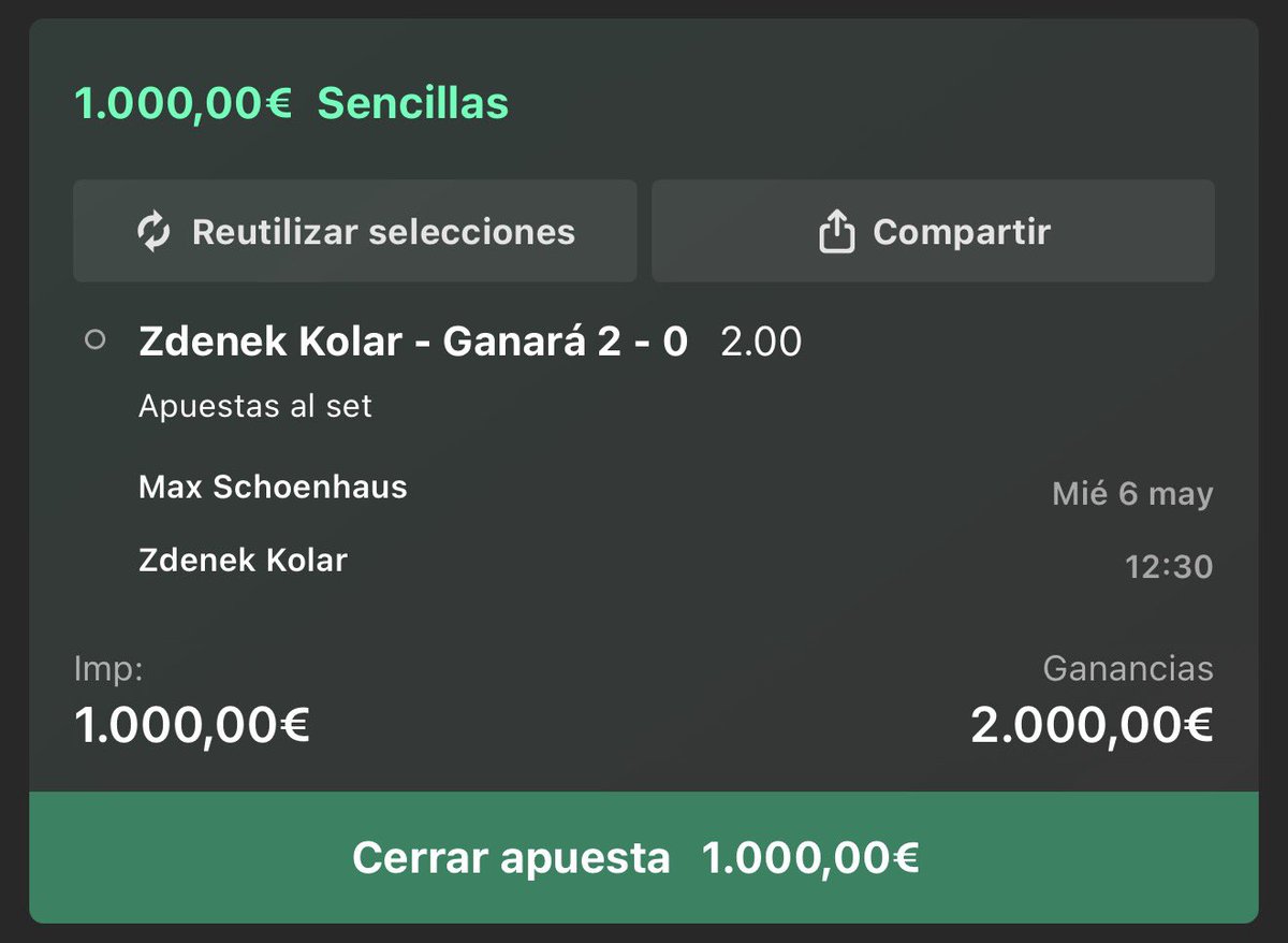 LadyBets365's tweet photo. NOS ESTÁN REGALANDO DINERO 🎁 

Está cuota debería estar máximo a 1.36, las casas están muy confundidas, es un regalo.

🔹 Kolar viene en su mejor momento del año, hizo final la semana pasada en Ostrava y ayer arraso con un rival que no era fácil como Gill.

🔹 El checo es un jugador de alti bajos, pero que cuando está arriba jugando a nivel alto, hay que ir siempre con él porque tiene mucho talento y capacidad de ganar a cualquiera.

🔹 Hoy va a jugar con un niño de 18 años que aún no está listo para jugar a este nivel ni de broma, es que aún está muy lejos.

🔹 Apenas ha sido capaz de ganar dos ITF el año pasado, ambos sobre pista dura, y en tierra no ha conseguido buenos resultado aún.

🔹 Va a jugar con un Kolar campeón de 6 Challenger en tierra, que llega jugando su mejor tenis y que lo va a arroyar de principio a fin.

VAMOS A GANAR DINERO 🤑