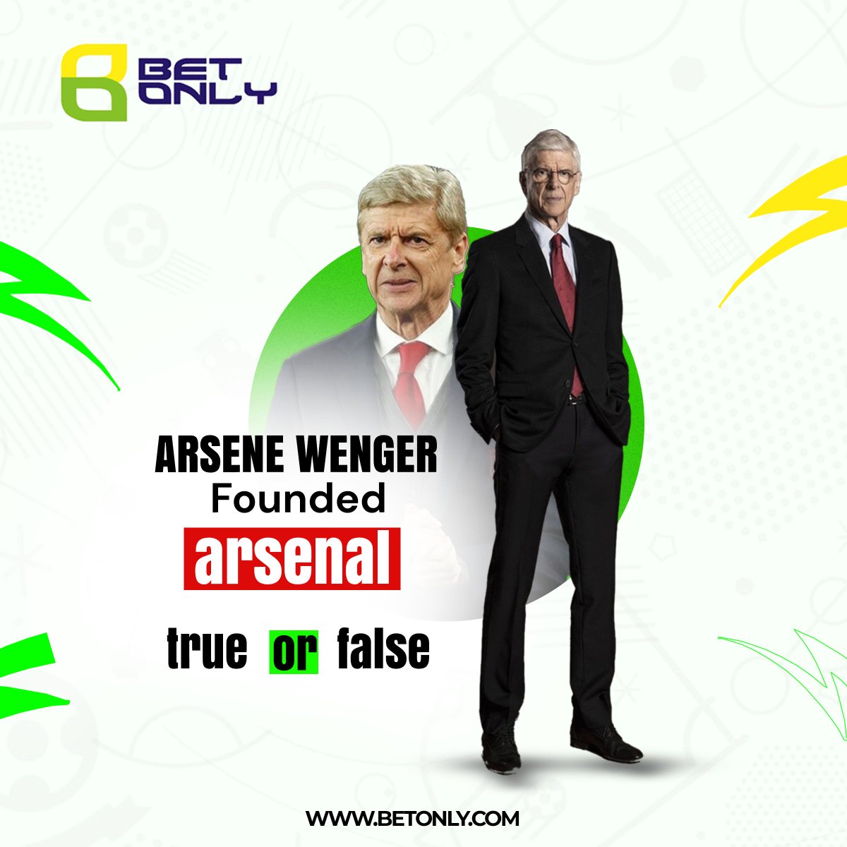 BetonlyNg's tweet photo. Arsène… Arsenal… 
Same name, same vibes — coincidence or history? 
TRUE OR FALSE 

...
#betonly #footballtrivia #trueorfalse https://t.co/BlrAwLwZvi
