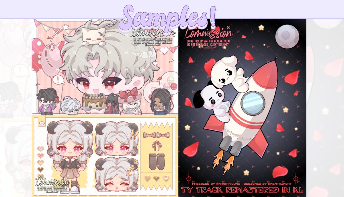 (💗&amp;🔁 are appreciated)

✯ CHIBI COMMS BY <a href="/mentaikort/">ryuu | CF22 (O-06AB)</a> (updated) ✯

☆☆ PRICELIST ☆☆
✧ half body : IDR55k/13USD
✧ full body : IDR70k/18USD
✧ character/sticker sheet : IDR150k/26USD

can be used for merch/printed stuff like sticker &amp; keychain!
ꜜ carrd &amp; #VGen 🔗 below ꜜ