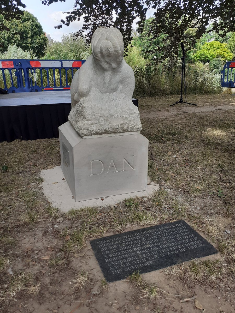 CWichbold's tweet photo. @DailyPicTheme2 There's something #enveloped with a sheet - what could it be? It's the Dan the Dog sculpture on the riverside in #Hereford which was unveiled during Three Choirs in 2025! #DailyPictureTheme https://t.co/dOTuSRvvXb
