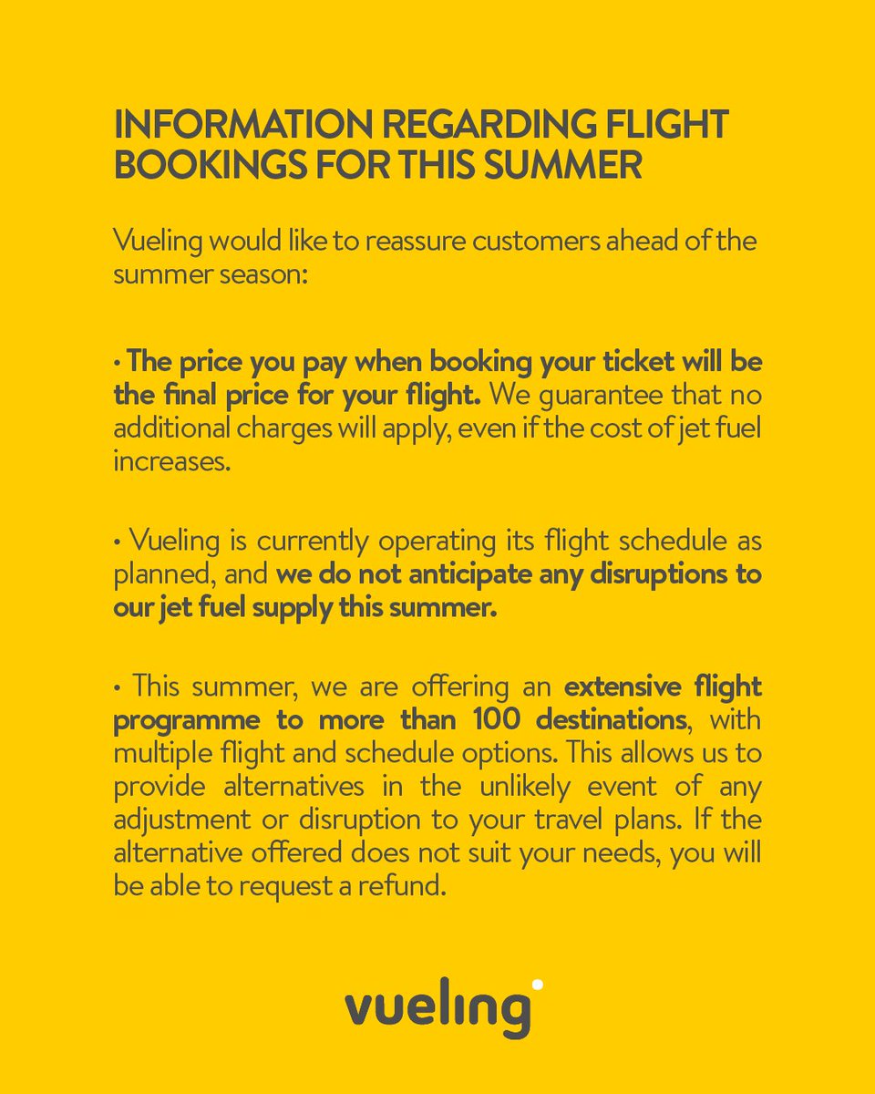 Información sobre las reservas de vuelos para este verano. ​

Information regarding flight bookings for this summer.