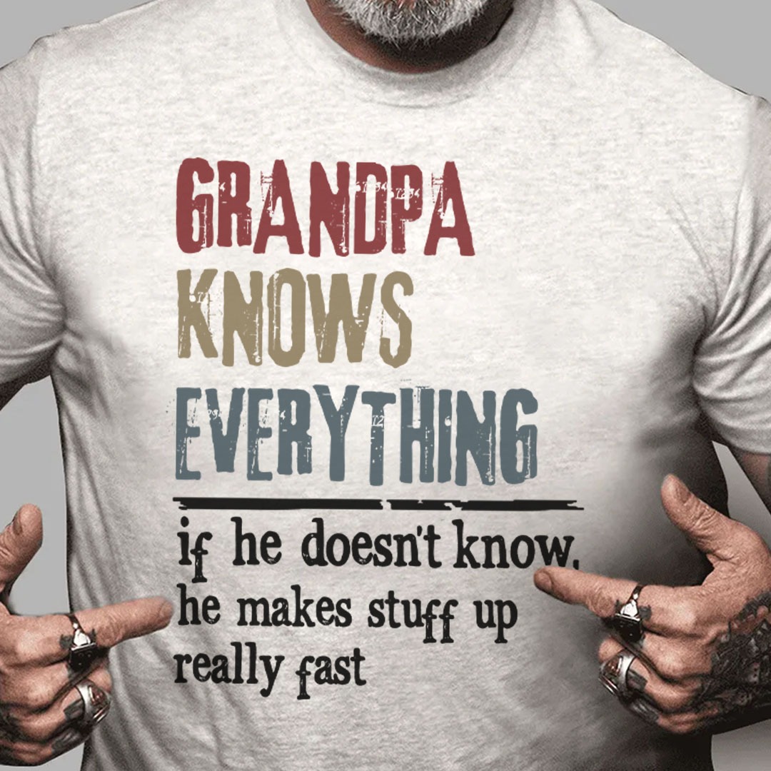 Pawsitee's tweet photo. Grandpa’s got all the answers… and if he doesn’t, he’ll come up with one anyway 😄
A fun, personality-packed tee he’ll love showing off.
Make it his now.