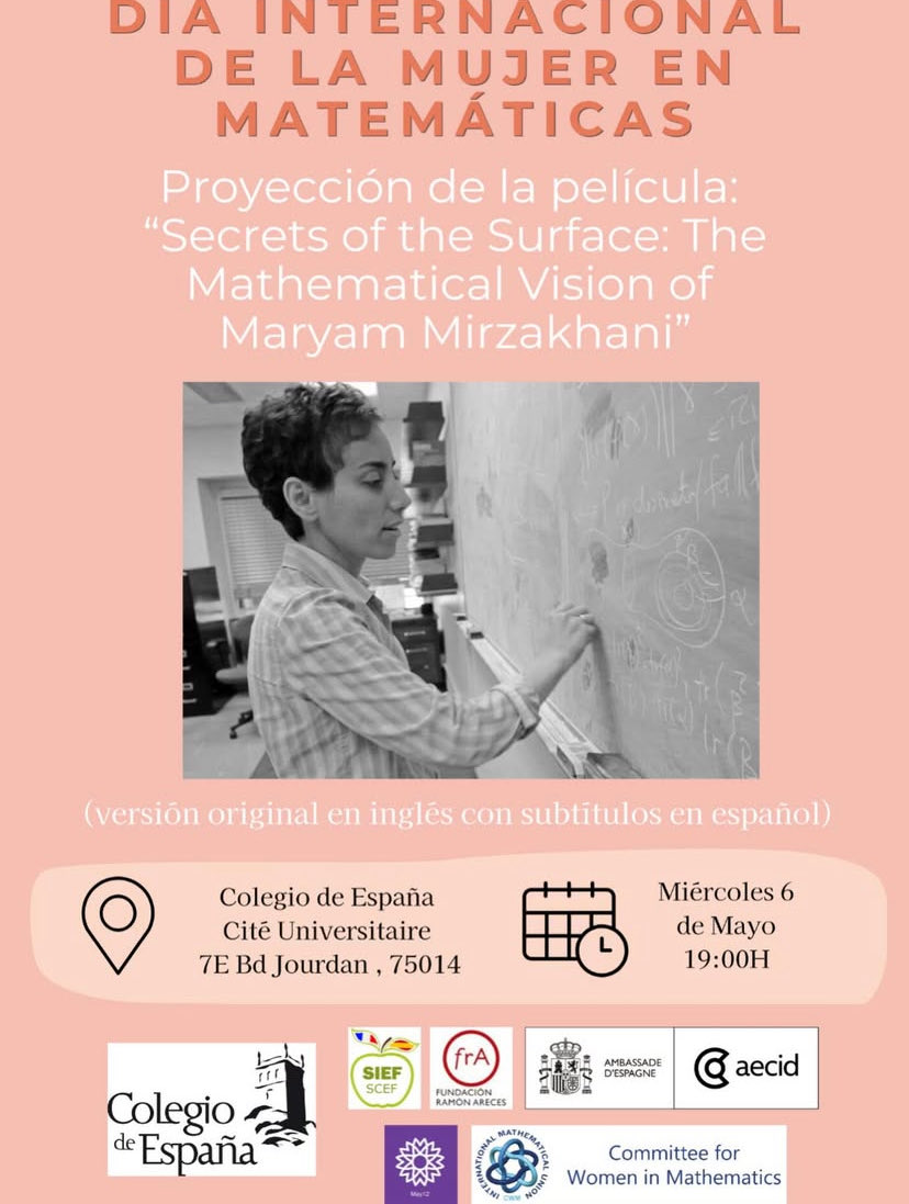 CarlitosRoca7's tweet photo. 🚨ESTA TARDE🚨
Desde la comisión de Investigación y Género de  @SIEF_SCEF queremos invitaros a una actividad especial para celebrar el Día de la Mujer en Matemáticas. 

🎬 Proyección de la película *“Secrets of the Surface: The Mathematical Vision of Maryam Mirzakhani”*  🤗 https://t.co/UHcwTH2GWE