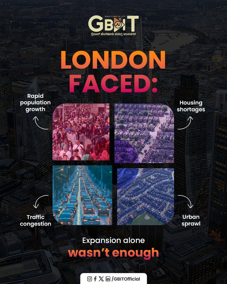 GBITOfficial's tweet image. When London faced rising urban pressure, the UK built Milton Keynes as a planned growth engine.

A city designed with connectivity, livability and opportunity at its core.
.
.
#GBIT #AICity #FutureCity #UrbanPlanning #FutureCities #WorkLivePlay #GreaterBengaluru #Bidadi #Township