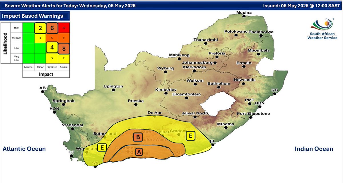 Weather forecast for today: 06 May 2026. Cloudy and cold in the south ...