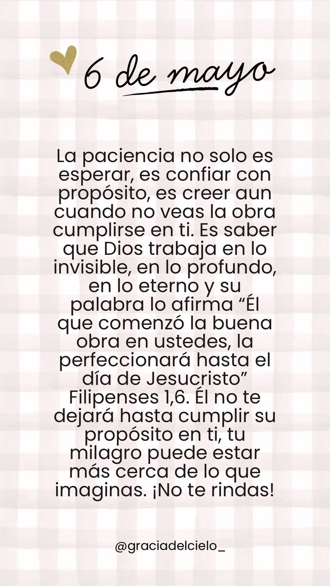 Tener paciencia no es fácil, pero siempre vale la pena ✨🤍 Dios no falla 🙌🏽