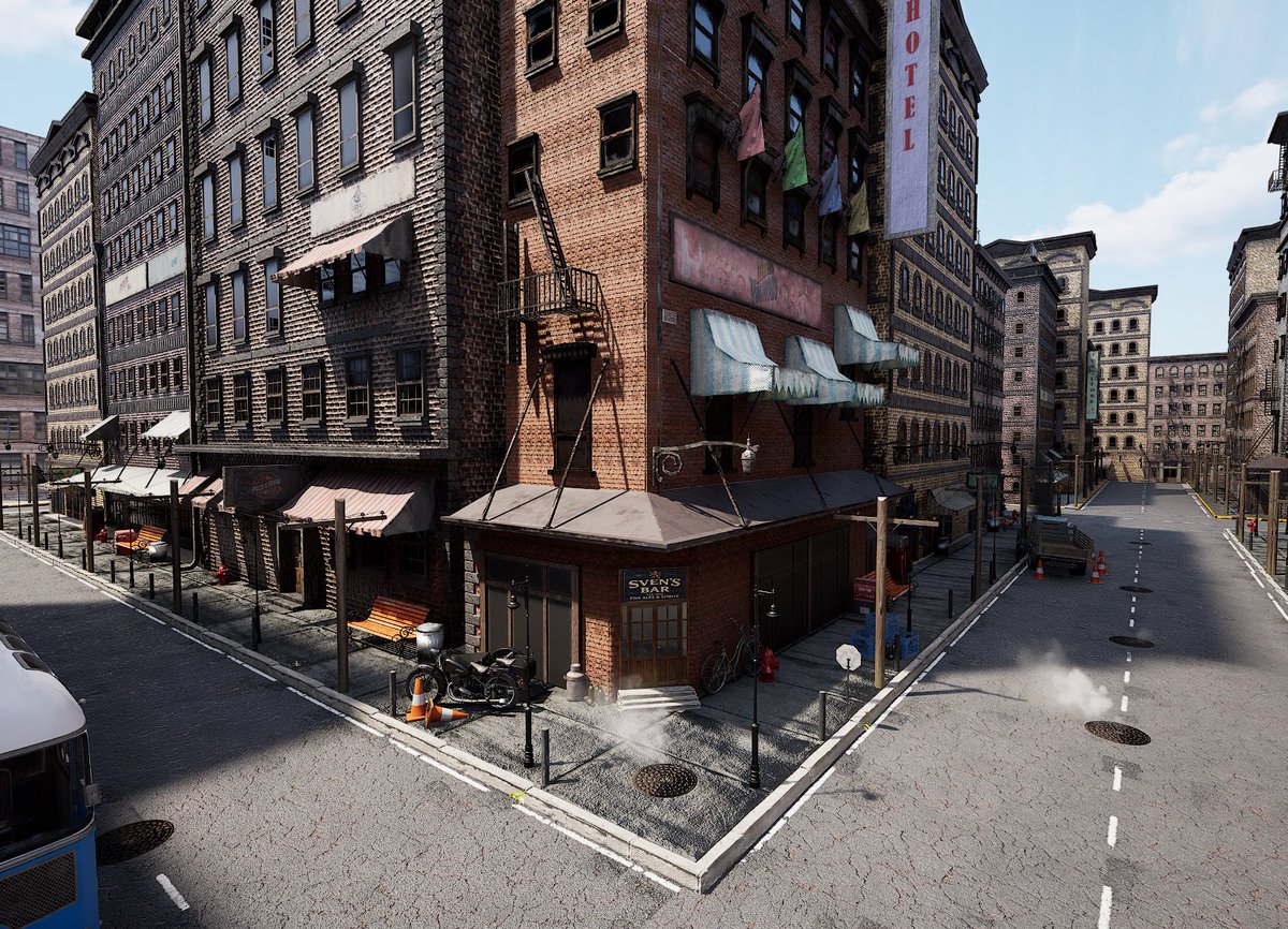 its_muka's tweet photo. Thesis/Project (idk what to call it in english) - Bachelors Virtual Production 

Oldish New York in Unreal Engine 5 https://t.co/k2ueYpKcEq